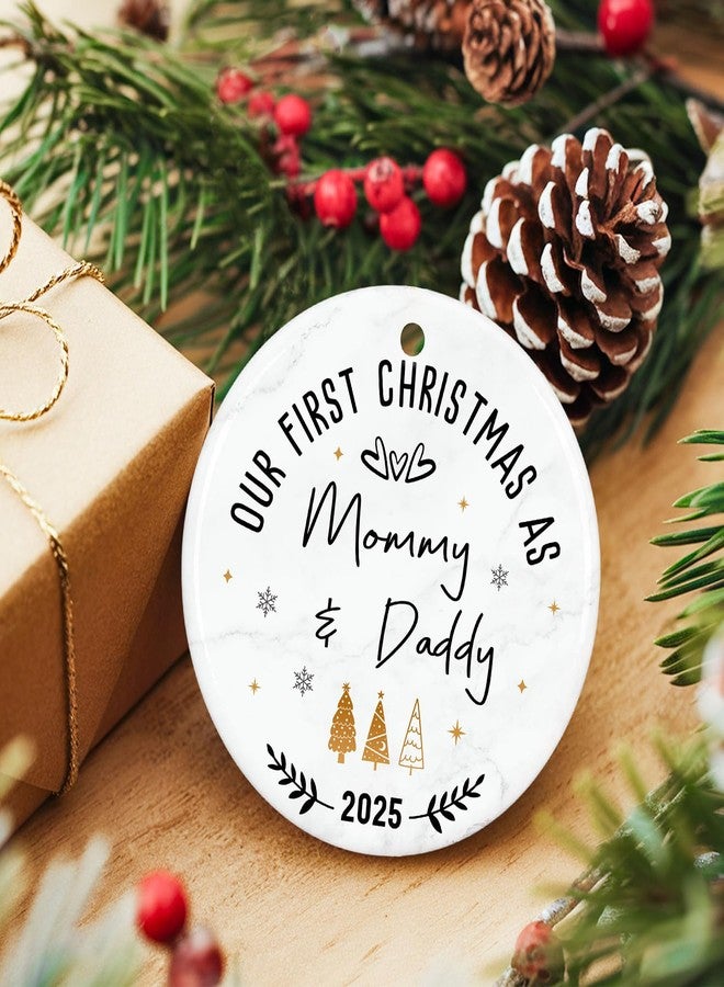 ZAGKOO Baby First Christmas Ornament 2025 - Mom and Dad Gifts Ideas - Gift for Parents on Christmas - New Parents Gift for Couples - First Time Mom & New Dad Gifts - Family of Three Ceramic Ornament - Image 4